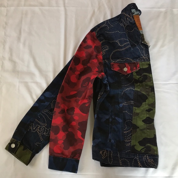 ๐HP๐Leviโs x Bape Trucker Jean Jacket Patchwork - Picture 11 of 16